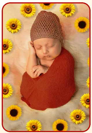 Newborn baby curled asleep on a textured wrap during a studio newborn session